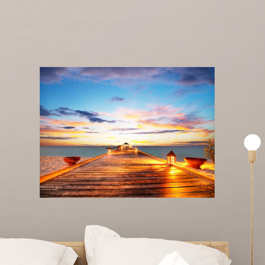 Wooden Jetty Sunset Wall Decal