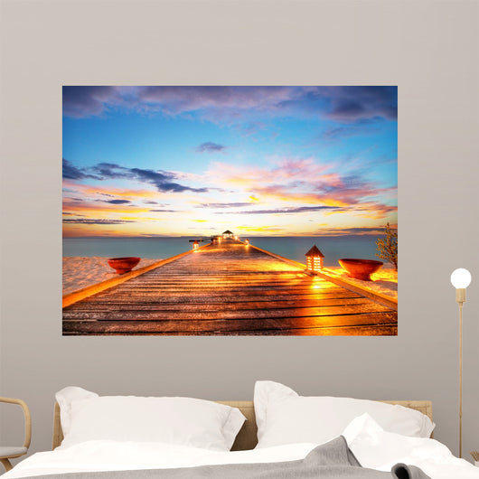 Wooden Jetty Sunset Wall Decal