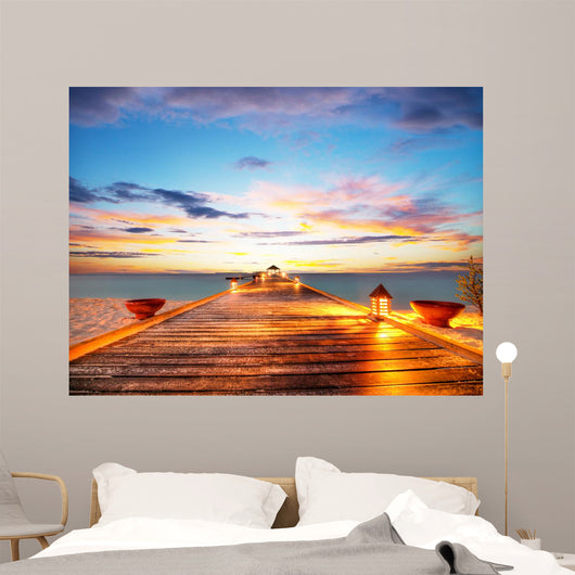 Wooden Jetty Sunset Wall Decal