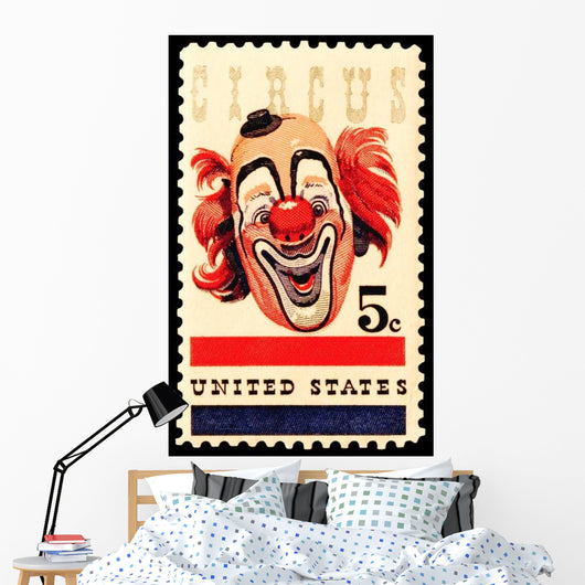 Stamp Circus Clown Wall Decal