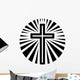 Sun Radiating Christian Cross Wall Decal