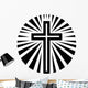 Sun Radiating Christian Cross Wall Decal