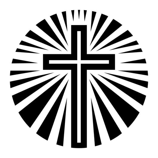 Sun Radiating Christian Cross Wall Decal