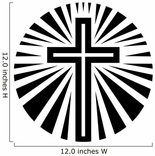 Sun Radiating Christian Cross Wall Decal