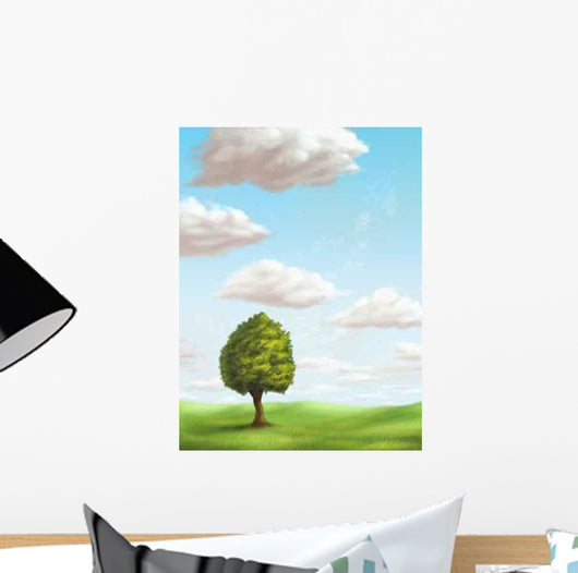 Single Tree Sunny Landscape Wall Decal