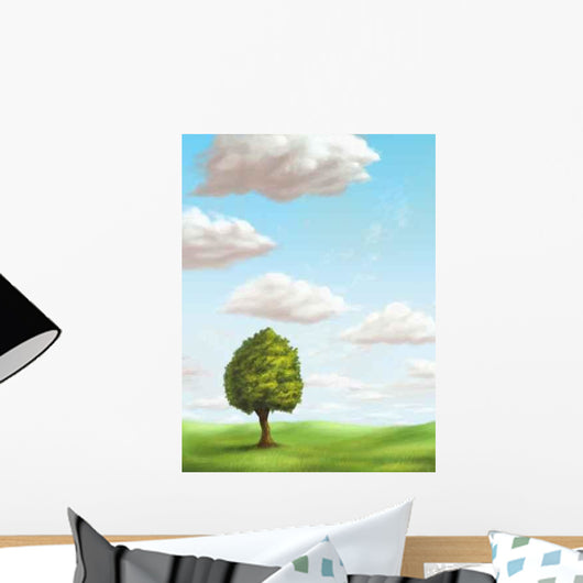 Single Tree Sunny Landscape Wall Decal