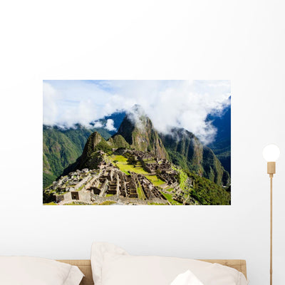 Misty Clouds over Machu Wall Decal shown on a wall