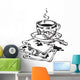Cup Coffee and Playing Wall Decal