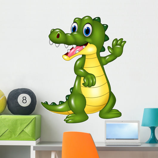 Cartoon Funny Crocodile Waving Wall Decal