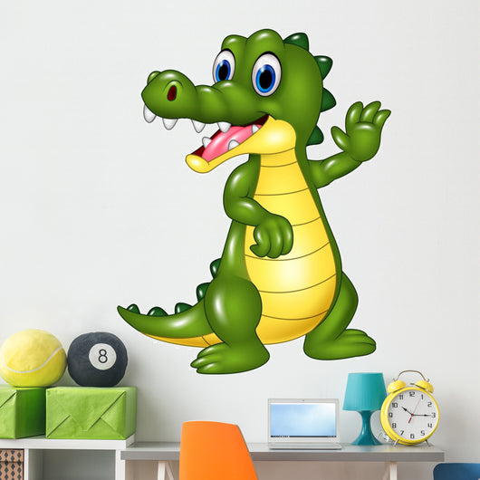 Cartoon Funny Crocodile Waving Wall Decal