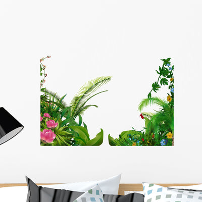 Tropical Plants Wall Decal shown on a wall