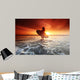 Beach Sunset Surfer Woman Wall Decal