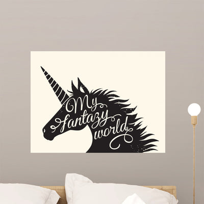 Silhouette Unicorn Wall Decal shown on a wall