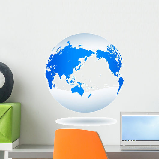 White and Blue Globe Wall Decal