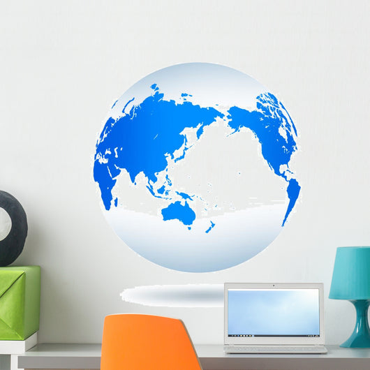 White and Blue Globe Wall Decal