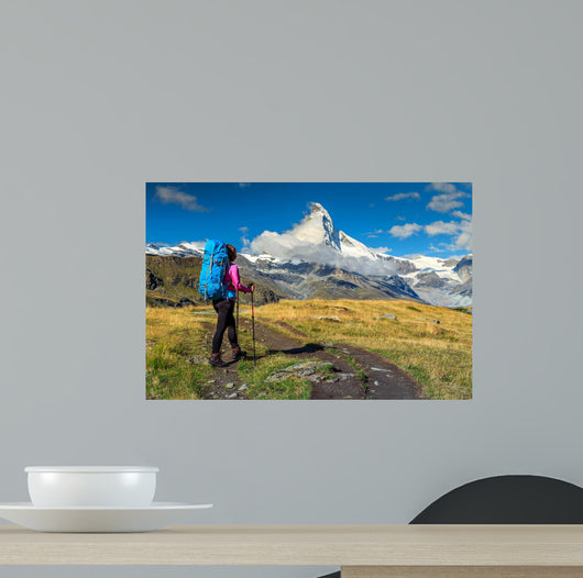 Hiker Matterhorn Peak Switzerland Wall Decal