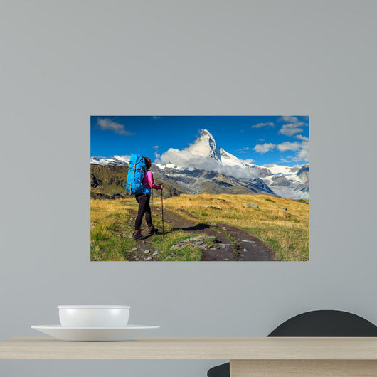 Hiker Matterhorn Peak Switzerland Wall Decal