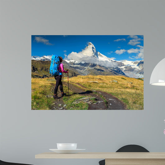 Hiker Matterhorn Peak Switzerland Wall Decal