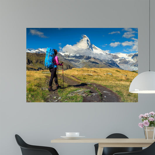 Hiker Matterhorn Peak Switzerland Wall Decal