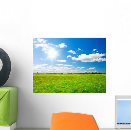 Green Hill under Blue Wall Decal Design 2