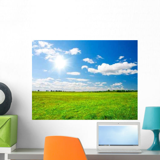 Green Hill under Blue Wall Decal Design 2