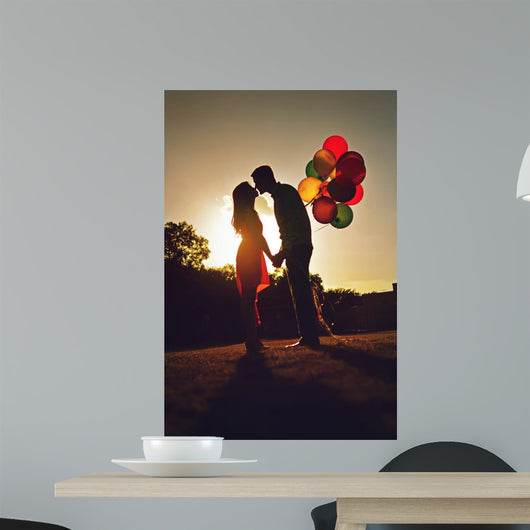 Two Couple Kissing Sunset Wall Decal