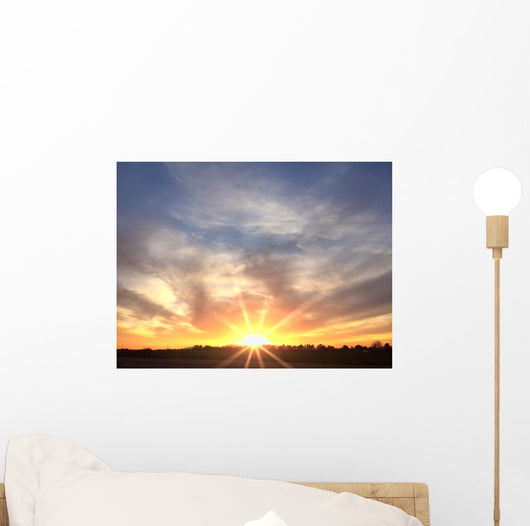 Bright Orange Horizon Sunrise Wall Decal