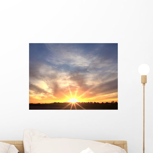 Bright Orange Horizon Sunrise Wall Decal