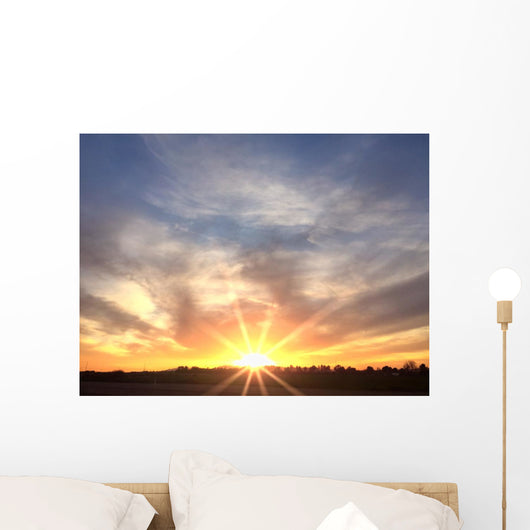 Bright Orange Horizon Sunrise Wall Decal