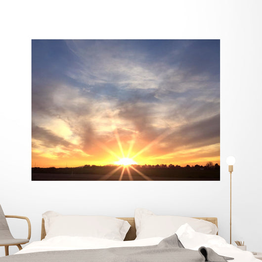 Bright Orange Horizon Sunrise Wall Decal