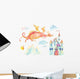 Watercolor Fairy-tale Dragon Castle Wall Decal Sticker Set