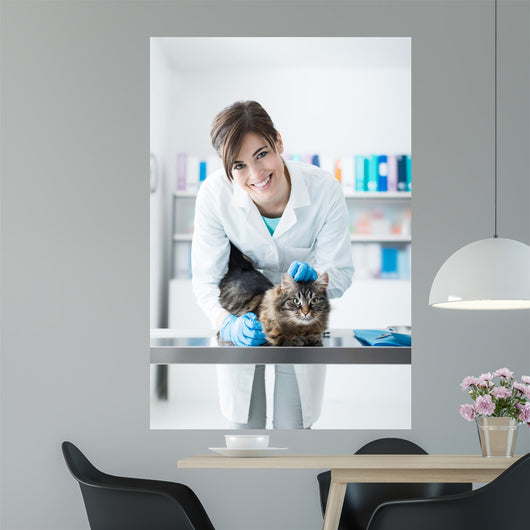 Veterinarian Examining Cat Surgical Wall Decal