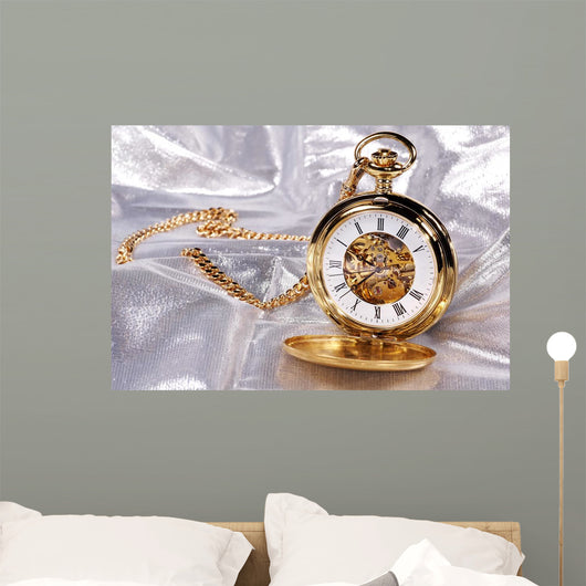 Gold Pocket Watch Wall Decal