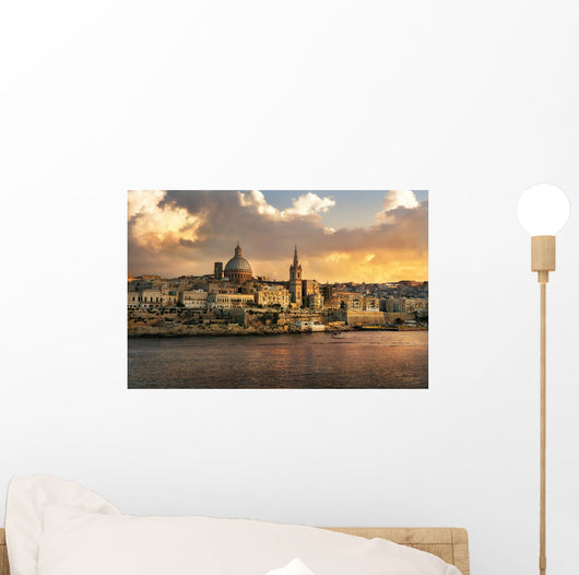 Valletta Skyline Waterfront Sunset Wall Decal