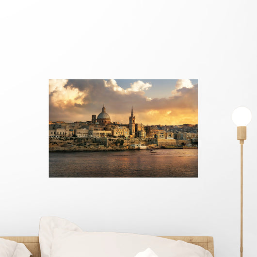 Valletta Skyline Waterfront Sunset Wall Decal