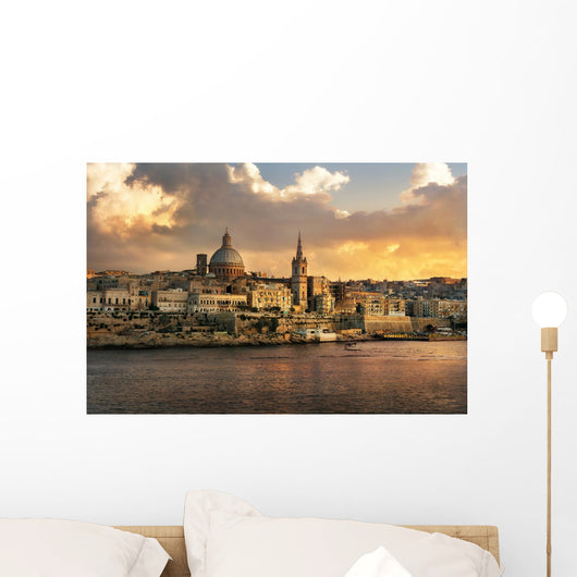 Valletta Skyline Waterfront Sunset Wall Decal