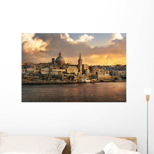 Valletta Skyline Waterfront Sunset Wall Decal