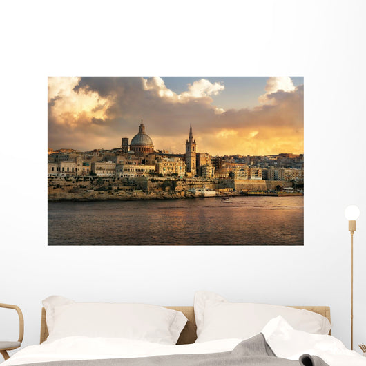 Valletta Skyline Waterfront Sunset Wall Decal