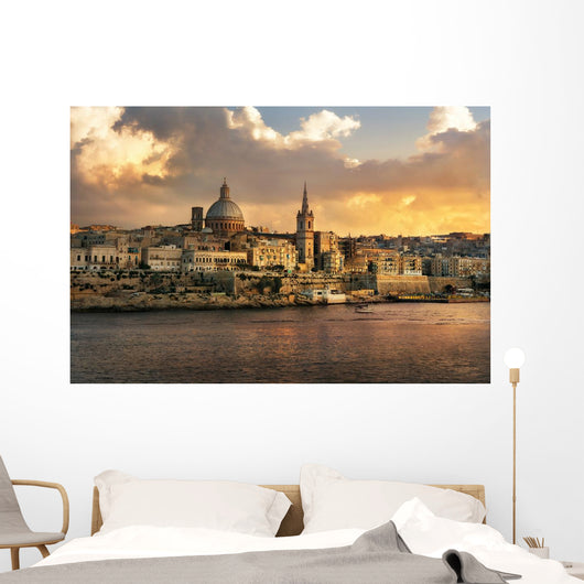 Valletta Skyline Waterfront Sunset Wall Decal