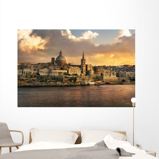 Valletta Skyline Waterfront Sunset Wall Decal