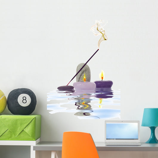 Candle and River Stones Wall Decal
