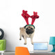 Christmas Pug Dog Wearing Wall Decal