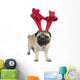 Christmas Pug Dog Wearing Wall Decal