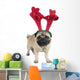 Christmas Pug Dog Wearing Wall Decal