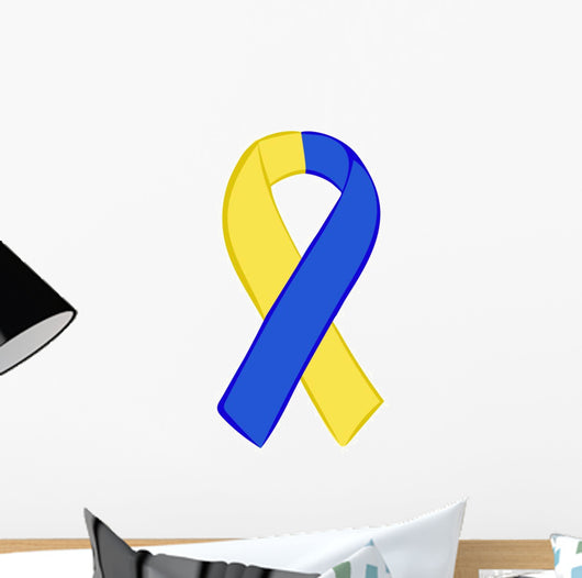 Down-syndrome Yellow-blue Ribbon Wall Decal