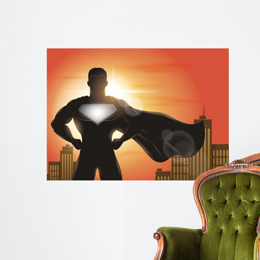 Superhero Standing with Cape Wall Decal