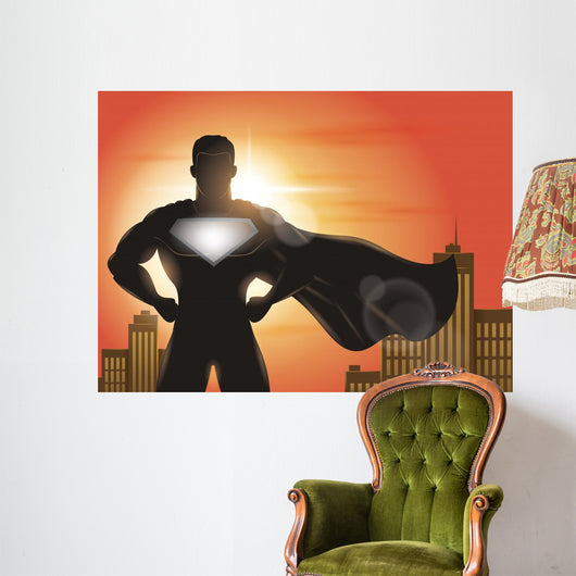 Superhero Standing with Cape Wall Decal