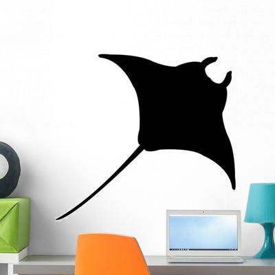 Black Manta Ray Wall Decal shown on a wall