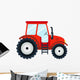 Flat Red Agricultural Tractor Wall Decal