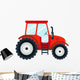 Flat Red Agricultural Tractor Wall Decal